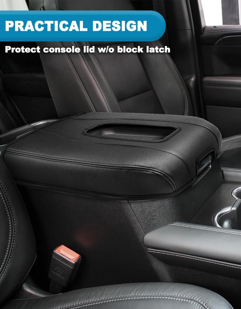 Eaglecover Center Console Armrest Cover for GMC Sierra & Chevy Silverado 2019-2026, Tahoe & Yukon & Suburban 2021-2026, Floor Console Bucket Seat Only, Vinyl Leather Trim, Scratchproof, Black - Image 5